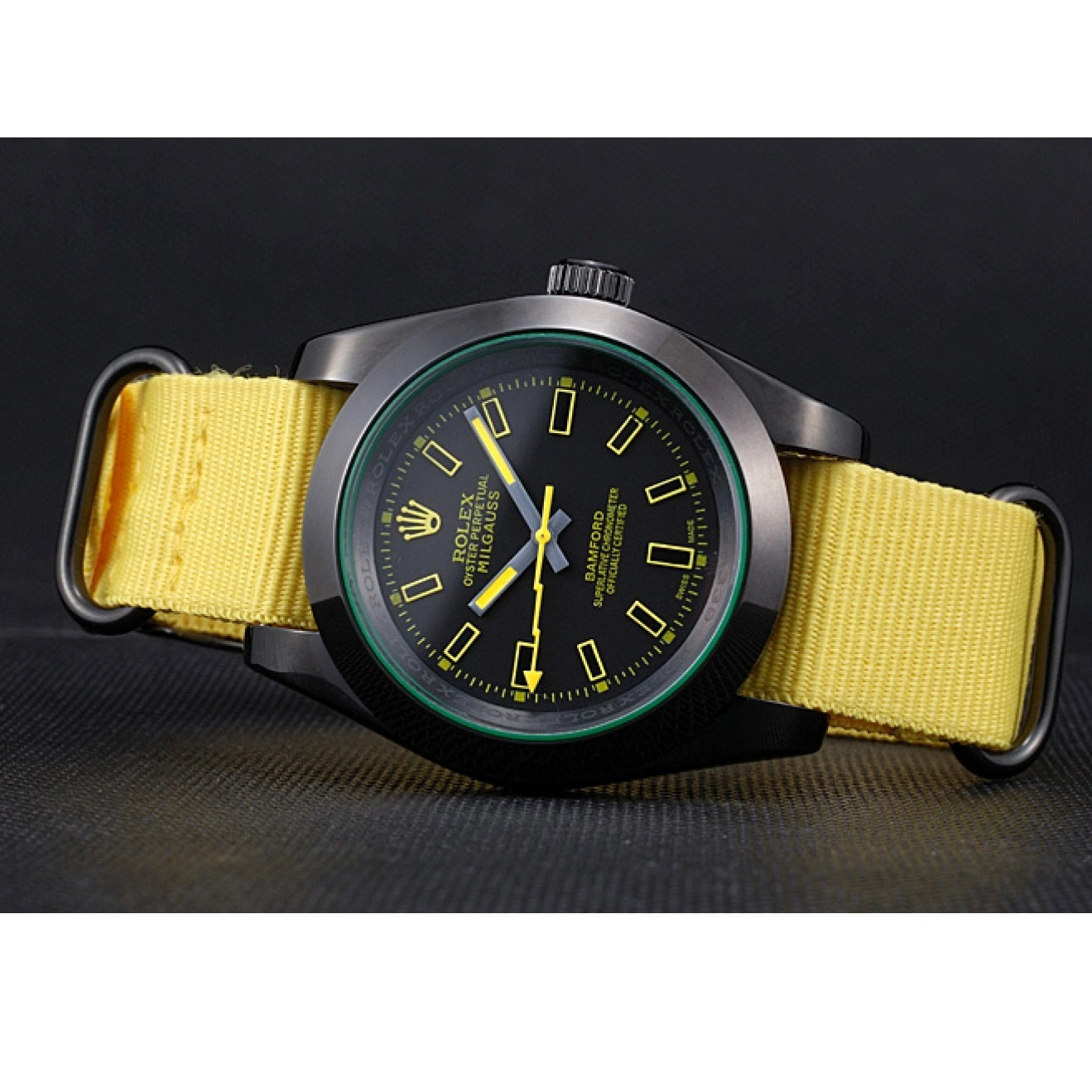 AAA Replica Watches Rolex Yellow Strap 621999 Nylon Milgauss Bamford 0723